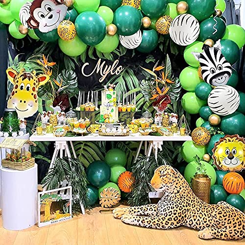 Selva Decoración Cumpleaños Niño, Selva Globos de Cumpleaños Fiesta Safari Decoracion Cumpleaños Feliz con Animale Globo Cake Toppers Fiesta Selva Globo para Niño Cumpleaños Baby Shower Decoración