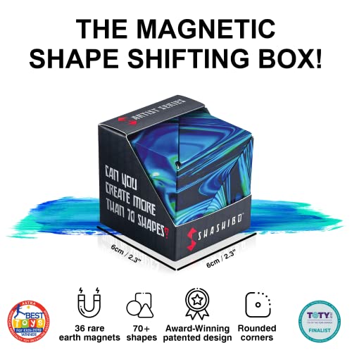 Shashibo Rompecabezas para Niños - Premiado Cubo Magnético Patentado con 36 Imanes de Tierras Raras - Asombroso Rompecabezas 3D – Juguete para Adultos Cubo Shashibo con más de 70 Formas (Mystic Ocean)