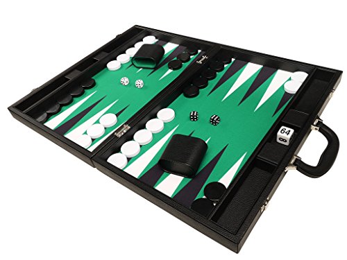 Silverman & Co. Juego de Backgammon Premium de 48 x 64 cm - Black Board con Puntos Blancos y Negros