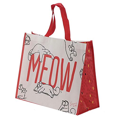 Simon's Cat Puckator NWBAG45 Meow Design - Bolsa de compras (tela, mixta), 33 cm de alto, 40 cm de ancho, 18 cm de profundidad, 18 cm