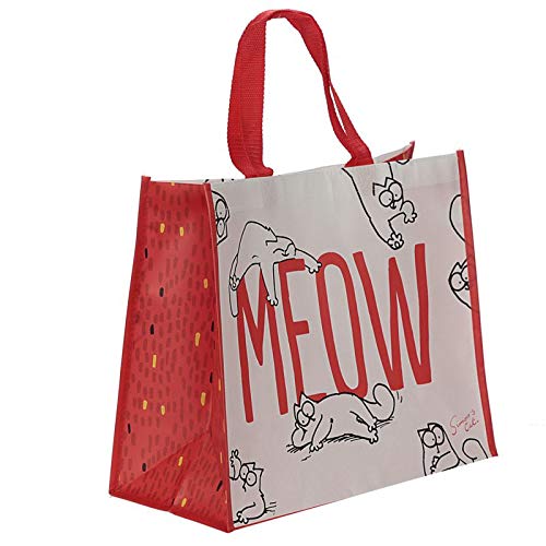 Simon's Cat Puckator NWBAG45 Meow Design - Bolsa de compras (tela, mixta), 33 cm de alto, 40 cm de ancho, 18 cm de profundidad, 18 cm