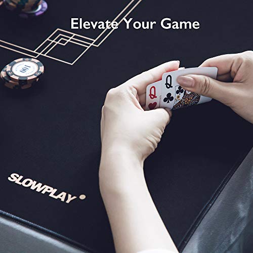 SLOWPLAY Godel Alfombra Tapete de Poker para Texas Holdem, 180x90cm| Alfombrilla de poker, Antideslizante y Repelente al Agua, profesional para Juegos de poker | Tubo de Transporte incluida