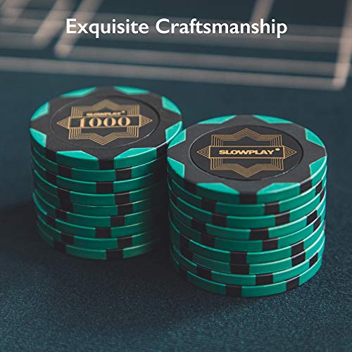 SLOWPLAY Nash Fichas de póquer Clay | Fichas Numeradas de póquer Tournament, 40 mm, 14 Gramos, 50 Unidades | Juego Fichas de Póquer, Arcilla Fichas de Póquer Ideal para Texas Holdem Poker (5000)