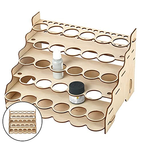 SM SunniMix Basics Pigment Brushes Rack Epoxy Tool Organizador de Madera de Varias Capas Soporte de exhibición Gabinete - 28 Agujeros 35 mm a