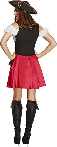 Smiffy'S 43482L Disfraz Fever De Muchacha Pirata Con Vestido, Enagua Adjunta, Sombrero Y Cubrebotas, Negro, L - Eu Tamaño 44-46