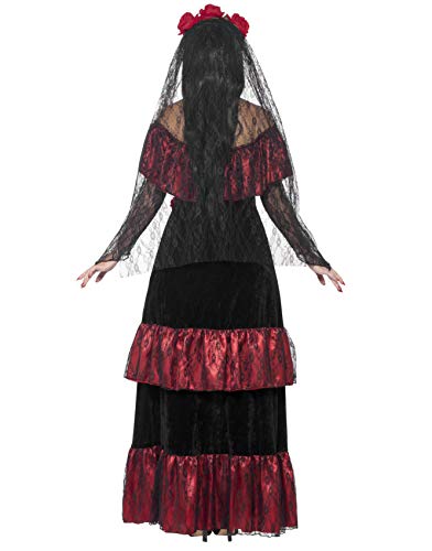 Smiffys Day of the Dead Bride Costume Disfraz de novia del día de los muertos, color negro, XXL-UK Size 24-26 (43739X2)