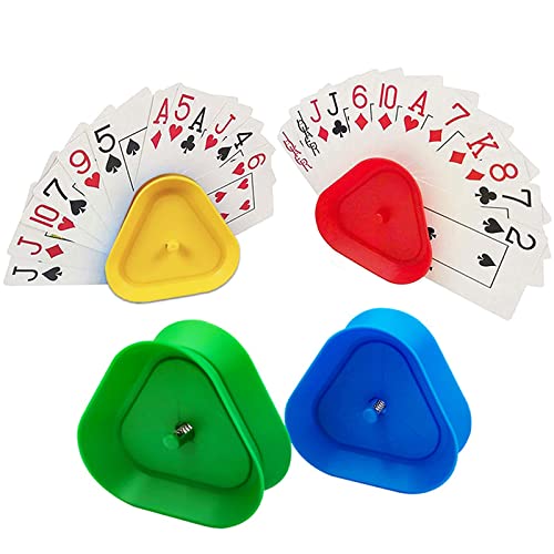 Soporte para Juego de Cartas 4 Piezas Triángulo Soporte para Naipes Soporte de Plastico para Tarjetas Juego de Mesa Titular de La Tarjeta de Juego para Niños Adultos Personas Mayores