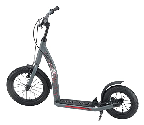 STAR SCOOTER Patinete Infantil 2 Ruedas a Partir de 8 años | Kick Scooter 16" neumáticos, Ajustable en Altura para niñas y niños | Gris