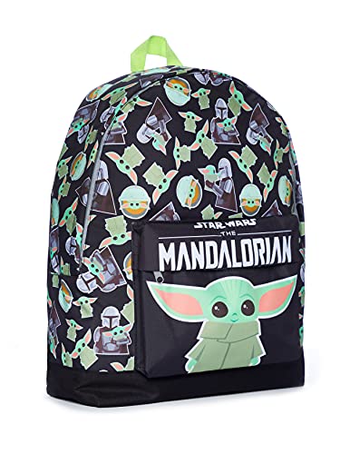 Star Wars The Mandalorian Baby Yoda - Mochila para niños, color negro y verde