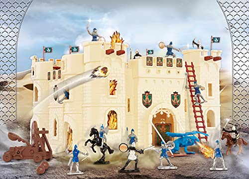 STARLUX – Castillo Fuerte: la Forteresse de Las Sables – con Caballeros, Soldados, dragón y Accesorios – a Partir de 3 años – Fabricado en Europa – 404004, Beige