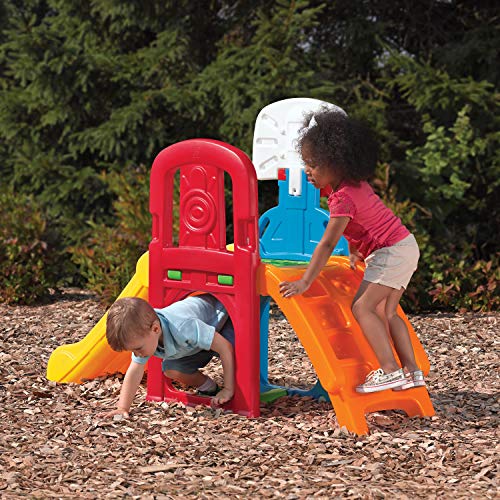 Step2 Game Time Sports Climber Parque infantil con Tobogan y Columpio y muchas opciones de Juego | Zona de Juegos / Escalar para niños | Canasta de Baloncesto, Muro de Escalada de Plástico