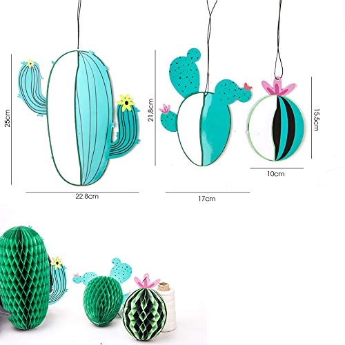 SUNBEAUTY 3D Cactus Papel Decoracion 3 Piezas, Decoracion Fiesta Tropical Verano Baby Shower Boda Summer Party Supplies