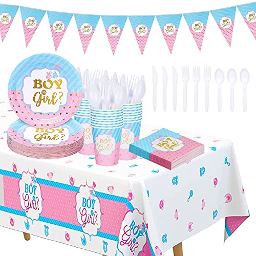 Sunshine smile baby shower juego de vajilla para niño o niña, decoración de fiesta de revelación de género, juego de decoración para baby shower, juego de vajilla