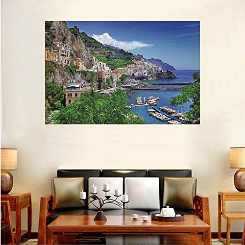 Super Power® 1000 Piezas Mar Egeo Italia Positano Famosa Ciudad Europea Puerto Marítimo Paisaje Hogar Marco de Fotos Decoración Adultos Juegos Puzzles de Madera