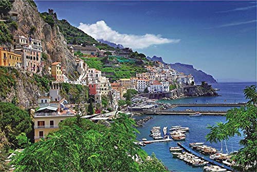 Super Power® 1000 Piezas Mar Egeo Italia Positano Famosa Ciudad Europea Puerto Marítimo Paisaje Hogar Marco de Fotos Decoración Adultos Juegos Puzzles de Madera