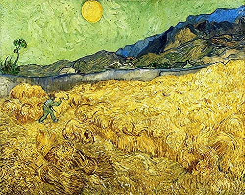 Superpower® 1000 Piezas Van Gogh Campos de Trigo con Reaper al Amanecer Famosa Pintura Adultos Juegos Puzzles para Creativos Regalos de Cumpleaños de Navidad, Tamaño Terminado 27,56x19,69 Pulgadas