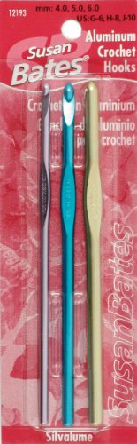 Susan Bates Silvalume Aluminum Crochet Hook Set-Sizes G, H, J