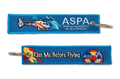 Tacro Llavero ASPA Azul Patrulla Acrobática de Helicópteros Ejército del Aire Kiss Me Before Flying España Bordado