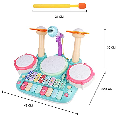 Tambor Infantil Juguetes 1 año Tambor Juguetes Niños 1 2 3 año Instrumentos Musicales Infantiles con Piano Infantil, Tambor Bebe, Microfono Infantil Juguetes Musicales Cumpleaños Regalo Niño Niña