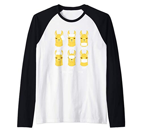 Teacher Life 2020 Llama con máscara incorrecta Camiseta Manga Raglan