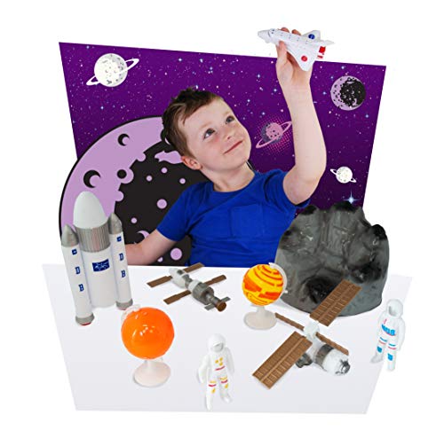 Tina Playsets - juguetes del espacio. Juguete fantástico del espacio para los muchachos de Deluxebase. ¡El sistema incluye astronautas, los planetas, Toy Rocket, el transbordador espacial, el satélite