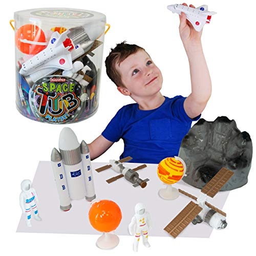 Tina Playsets - juguetes del espacio. Juguete fantástico del espacio para los muchachos de Deluxebase. ¡El sistema incluye astronautas, los planetas, Toy Rocket, el transbordador espacial, el satélite