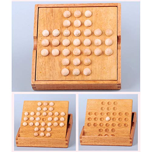 Toyvian Solitario de Madera, Juego de Mesa de ajedrez, ajedrez Individual, clásico, Inteligencia, Juguete