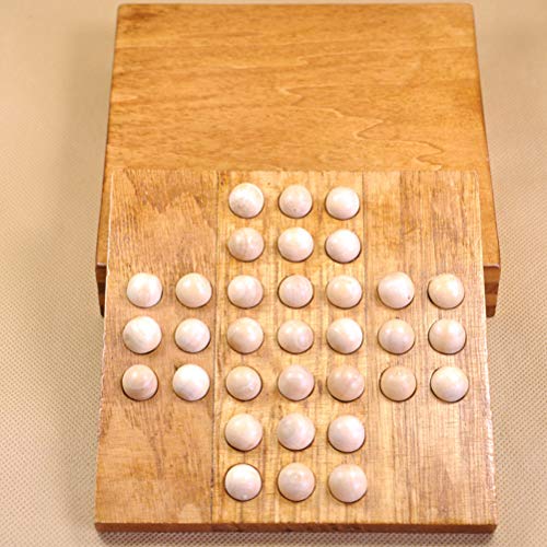 Toyvian Solitario de Madera, Juego de Mesa de ajedrez, ajedrez Individual, clásico, Inteligencia, Juguete