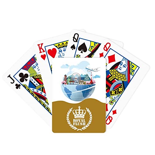 Travel Journey Japan Sakura Plane Royal Flush Poker Juego de cartas