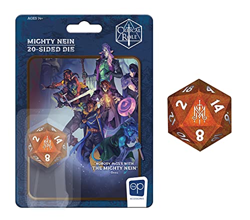 Troquel poliédrico de papel crítico | D20 coleccionable con el emblema Mighty Nein | Troquel oficial de 20 caras | Ideal para mazmorras y dragones o noche de juego