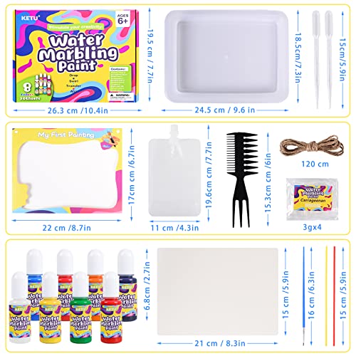 Ulikey Kit de Pintura Marmoleada Juguetes, Pintar Juegos para Niños, Manualidades Kit de Pintura, DIY Pintura de Mármol, Creativo Regalo de Pintura para Actividades Infantiles Cumpleaños