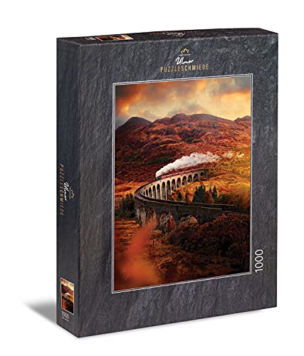 Ulmer Puzzleschmiede - Puzle "Glenfinnan Viadukt" - Puzzle pintorescocés de 1000 piezas, el viaducto ferroviario en las tierras altas de Escocia - Un famoso diseño de la película como puzzle