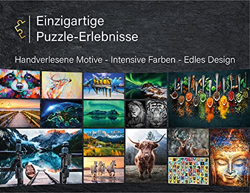 Ulmer Puzzleschmiede - Puzzle "Father & Son" – Clásico puzle de elefante de 1000 piezas – simpático diseño de elefantes africanos en el agua – Animales y niños como puzle fabricado en Alemania