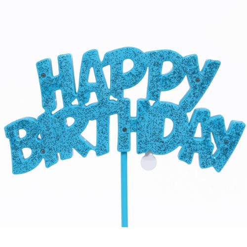 Unique Party-Decoración de tarta de cumpleaños intermitente Happy Birthday, color azul (90878)