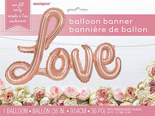 Unique Party - Kit de Banner de Globo de Carta - "Love" - Color Oro Rosa (53687)