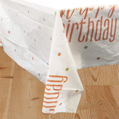 Unique Party - Mantel de Plástico de Cumpleaños - 2.13 m x 1.37 m - Diseño de Oro Rosa Glitz (84894), Happy Birthday