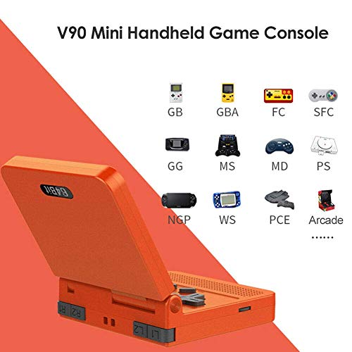 V90 - Consola de mano con pantalla de 3 pulgadas para Ips de 3 pulgadas con sistema de apertura dual para juegos de consola de juegos con 16 simuladores retro PS1 para niños (amarillo)