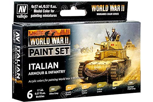 Vallejo- Farb-Set, Italienische Panzerung & Infanterie, WWII Juego de construcción de maquetas. (070209)