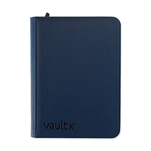 Vault X® Carpeta Exo-Tec® Premium - Álbum de 9 Bolsillos para Cartas Coleccionables - 360 Bolsillos de Inserción Lateral con una Correa Segura elástica ergonómica para TCG (Azul)