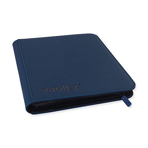 Vault X® Carpeta Exo-Tec® Premium - Álbum de 9 Bolsillos para Cartas Coleccionables - 360 Bolsillos de Inserción Lateral con una Correa Segura elástica ergonómica para TCG (Azul)