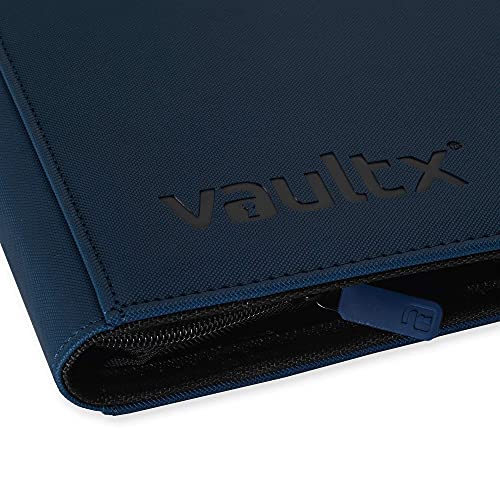 Vault X® Carpeta Exo-Tec® Premium - Álbum de 9 Bolsillos para Cartas Coleccionables - 360 Bolsillos de Inserción Lateral con una Correa Segura elástica ergonómica para TCG (Azul)