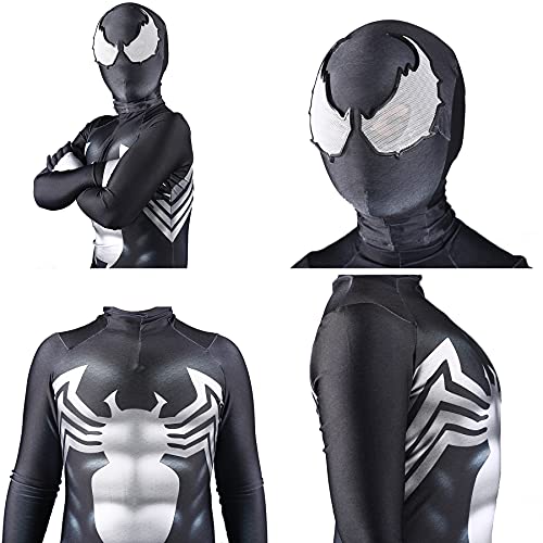 Venom Cosplay Mono Niño Niño Superhéroe Mono Niño Disfraces Leotardo Medias con Estampado 3D Halloween Ropa Juego Anime Disfraz Disfrazado,Black-S Adult(150~160CM)