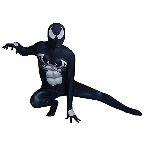 Venom Cosplay Mono Niño Niño Superhéroe Mono Niño Disfraces Leotardo Medias con Estampado 3D Halloween Ropa Juego Anime Disfraz Disfrazado,Black-S Adult(150~160CM)