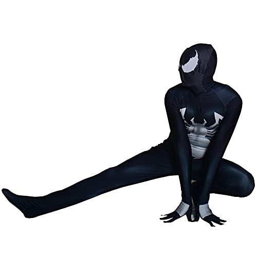 Venom Cosplay Mono Niño Niño Superhéroe Mono Niño Disfraces Leotardo Medias con Estampado 3D Halloween Ropa Juego Anime Disfraz Disfrazado,Black-S Adult(150~160CM)