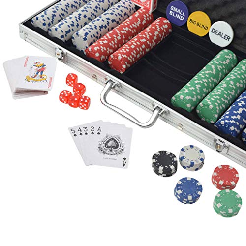 vidaXL Juego de Póker con Maletín con 500 Fichas Aluminio Set de Jugar Póquer