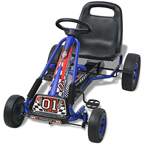 vidaXL Kart Pedales Ajustable de Niño Azul Coche Cart Go-Kart Juguete Infantil