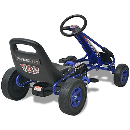 vidaXL Kart Pedales Ajustable de Niño Azul Coche Cart Go-Kart Juguete Infantil