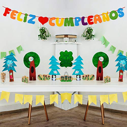 VINFUTUR Decoración Fiesta Cumpleaños, Bandera Feliz Cumpleaños Fieltro Banner Feliz Cumpleaños Español Banderín Colgante Colorido para Decoración Fiesta Hogar