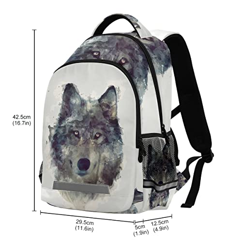 Vnurnrn Pintar Lobo Imprimir Arte Niñas Mochila de Estudiantes Mochilas para Viajes Escolar Niños