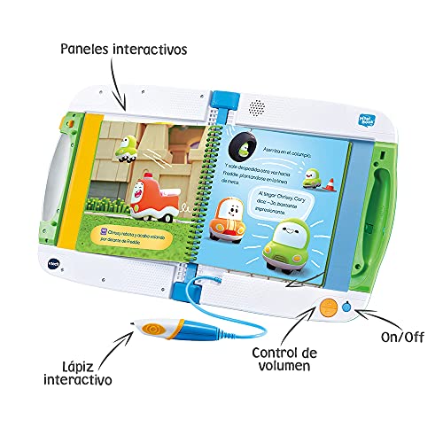 VTech- Magibook v2, Sistema de Aprendizaje Interactivo para niños +2 años, Incluye Libro Cory Bólidos + Otro de Muestra, versión ESP, Color Blanco/Verde (3480-613122)